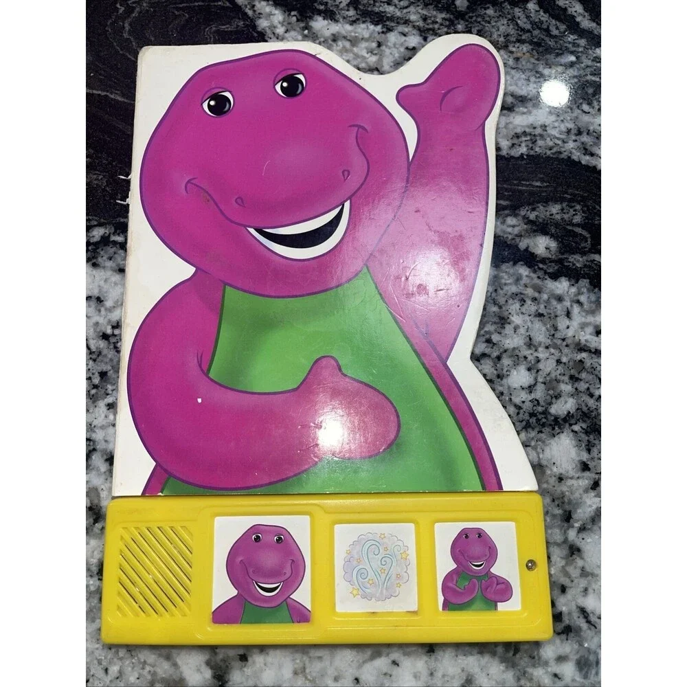 1997 BARNEY Interactive Talking Hardcover Children's Book Bedtime Story Dinosaur